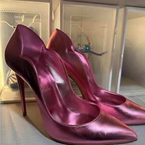 Christian Louboutin Metallic Fuchsia Pointed Stiletto Pumps